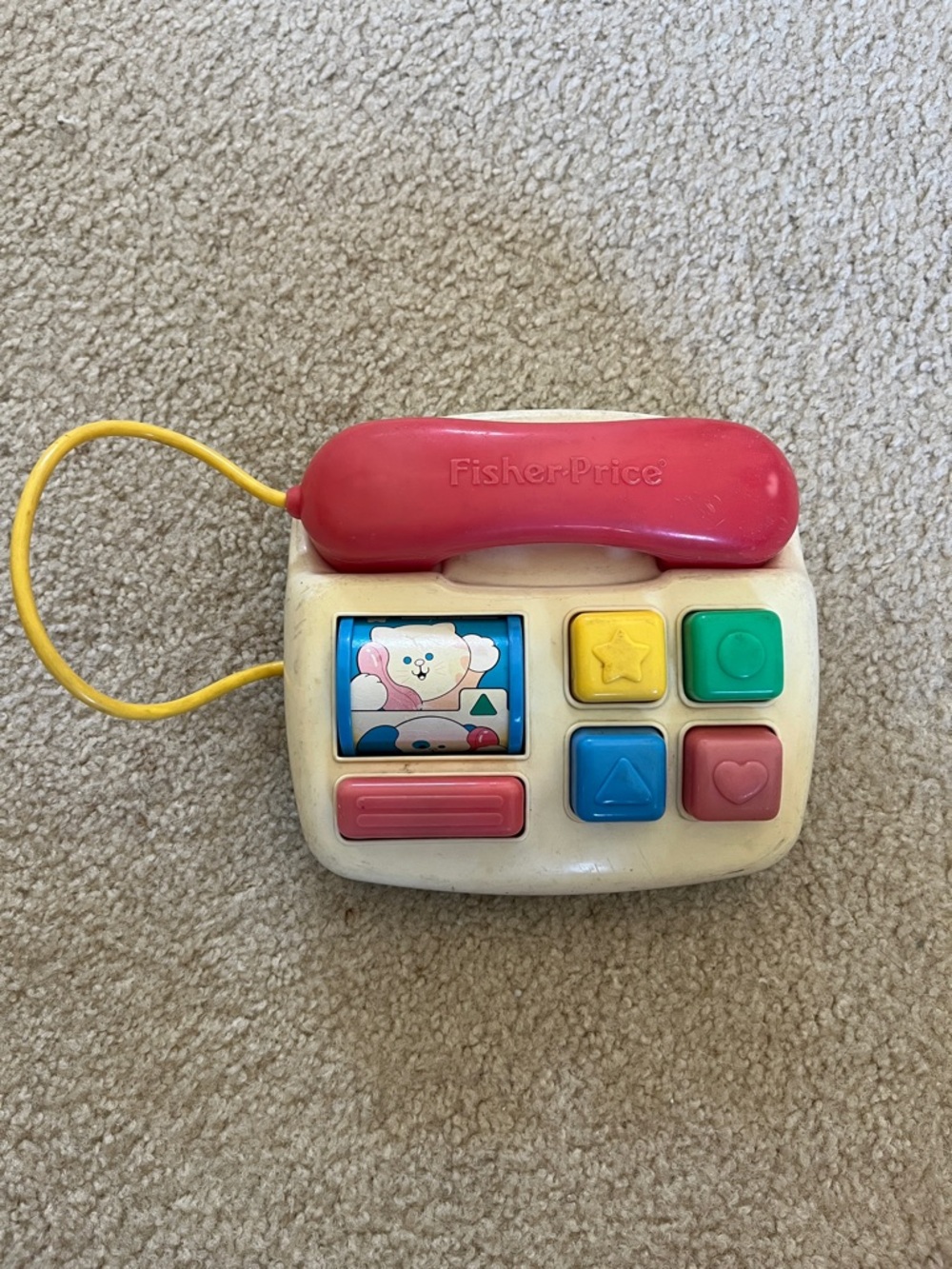 Vintage Fisher-Price Kids Toy Phone - Pink Handle with Multicolor Buttons